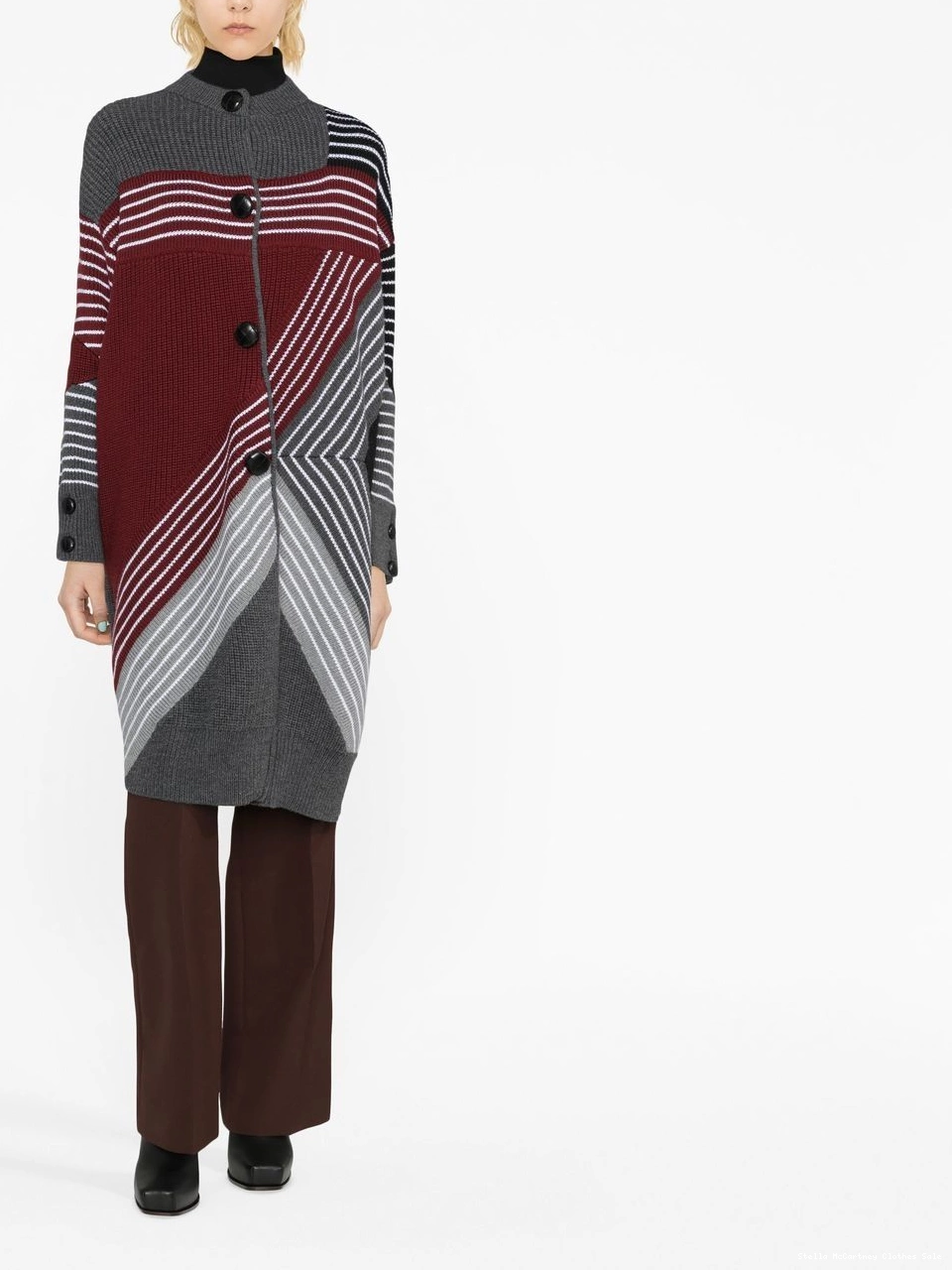 Affordable virgin S Women Stella cardi-coat striped by S wool McCartney 3D 0629